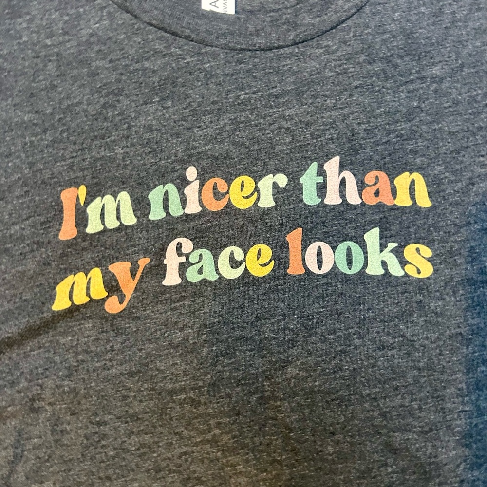 Gray Graphic Tee I’m nicer than my face looks Short Sleeve tee